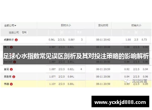 足球心水指数常见误区剖析及其对投注策略的影响解析
